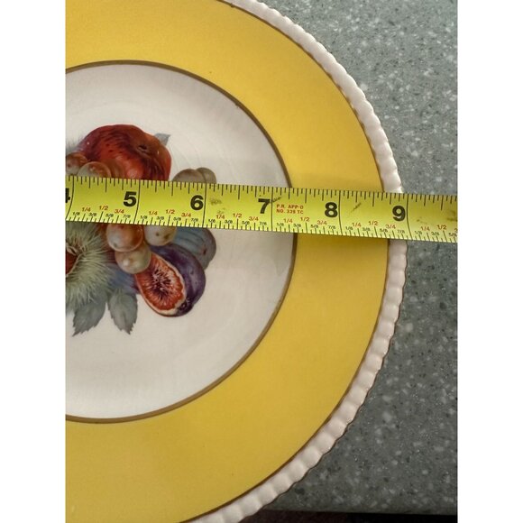 Fondeville Ambassador Ware Orchard Fruit  Plates Yellow Gold Trim England Two 9" - Picture 8 of 16